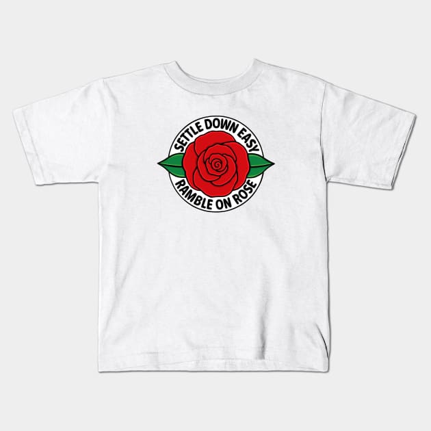 Ramble on Rose. Red Rose with Leaves Kids T-Shirt by maboles